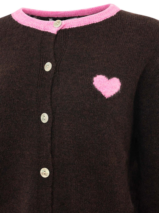 💕 Zwillingsherz Wollmix Cardigan "Herz" Braun