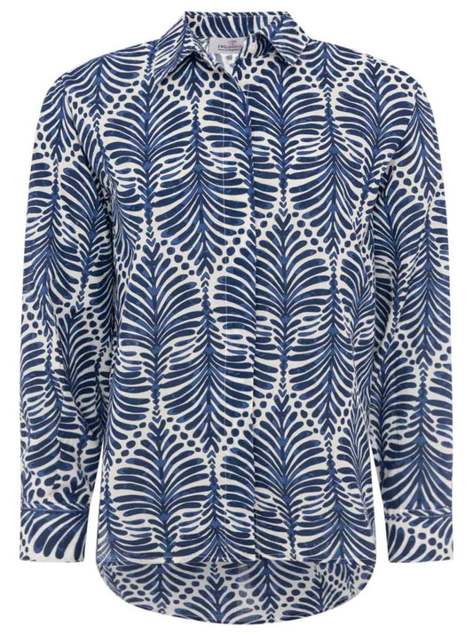 💕 Zwillingsherz Bluse Oversize "Palms & Beach" Blau