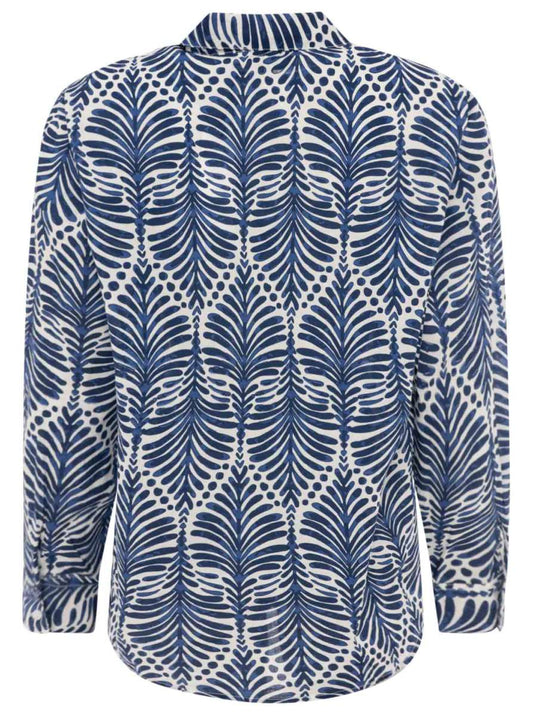 💕 Zwillingsherz Bluse Oversize "Palms & Beach" Blau