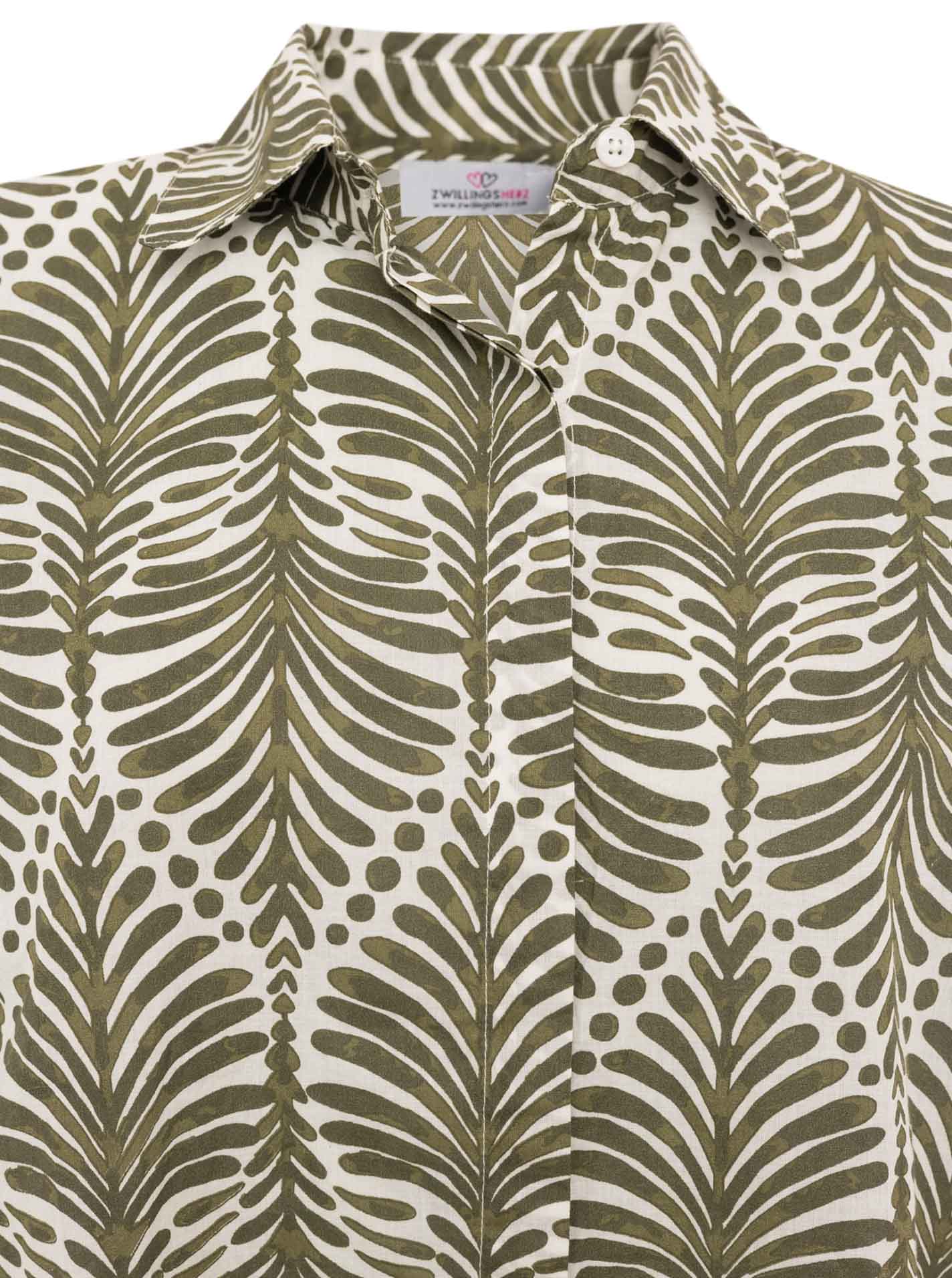 đź’• Zwillingsherz Bluse Oversize "Palms & Beach" Khaki