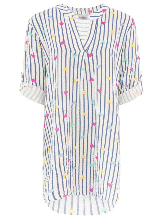 💕 Zwillingsherz Tunika "Stripes & Hearts" Jeansblau