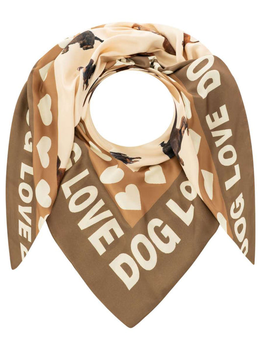 💕 Zwillingsherz Dreieckstuch "Dog Love" Beige