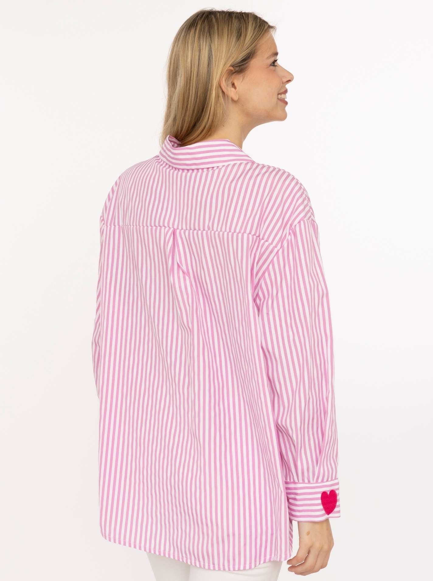 đź’• Zwillingsherz Bluse Oversize "Streifen & Amore" Pink