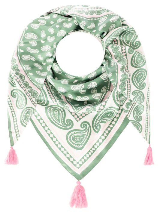 💕 Zwillingsherz Dreieckstuch "Geometric Paisley" Organic Bamboo Grün