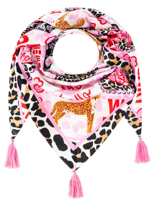 💕 Zwillingsherz Dreieckstuch "Wild Heart" Organic Bamboo Pink