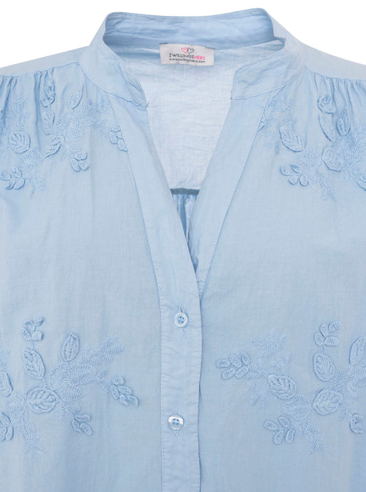 💕 Zwillingsherz Bluse BW "Floral" Hellblau