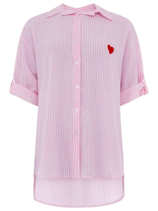 💕 Zwillingsherz Bluse "Streifen & Herz" Rosa