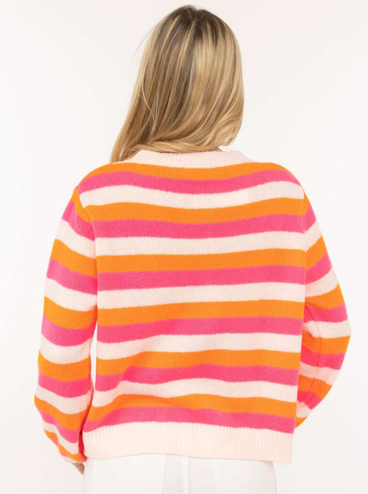 💕 Zwillingsherz Cardigan Wollmix "Bunte Streifen" Pink