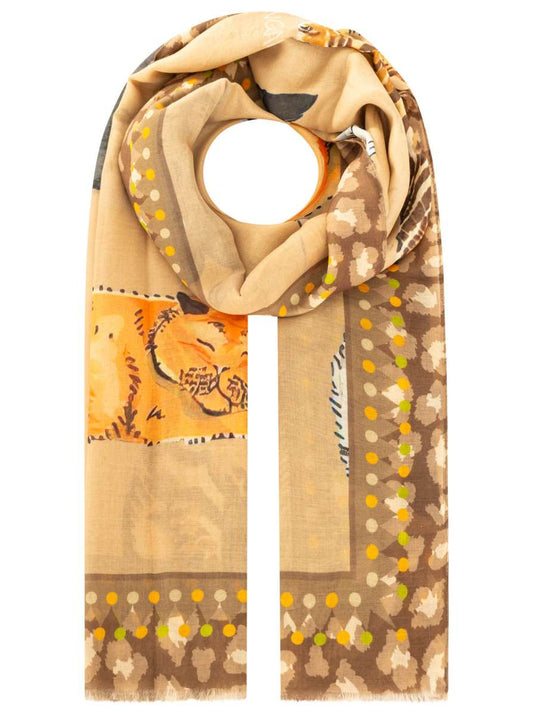 💕 Zwillingsherz Tuch Viskose Mix "Cats" Beige