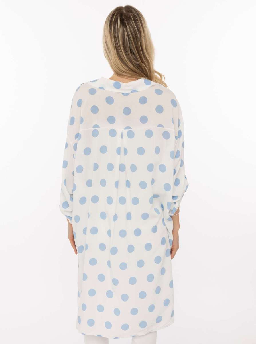 đź’• Zwillingsherz Oversize Bluse "GroĂźe Punkte" Viskose Hellblau