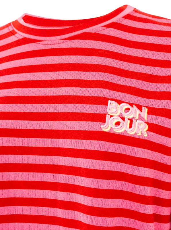 đź’• Zwillingsherz Shirt Sweat "Bonjour" Rot