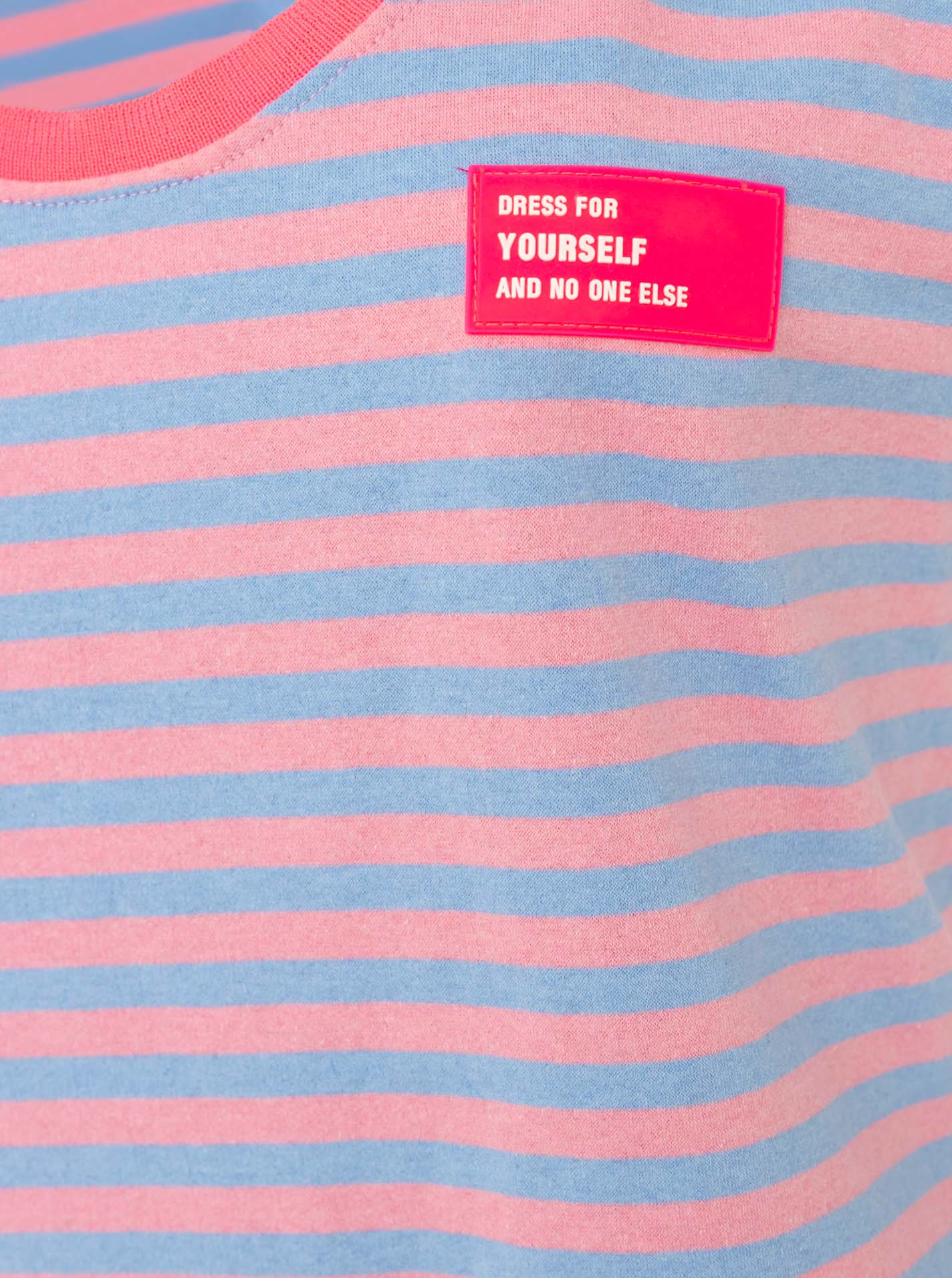 đź’• Zwillingsherz Oversize Sweat Tank Top "Neon Stripes & Patch" Hellblau-Rosa