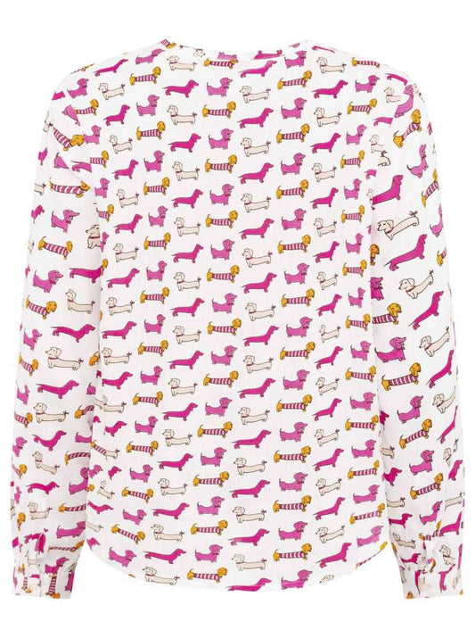 💕 Zwillingsherz Bluse "Comic Dackel" 100 % Viskose Weiß
