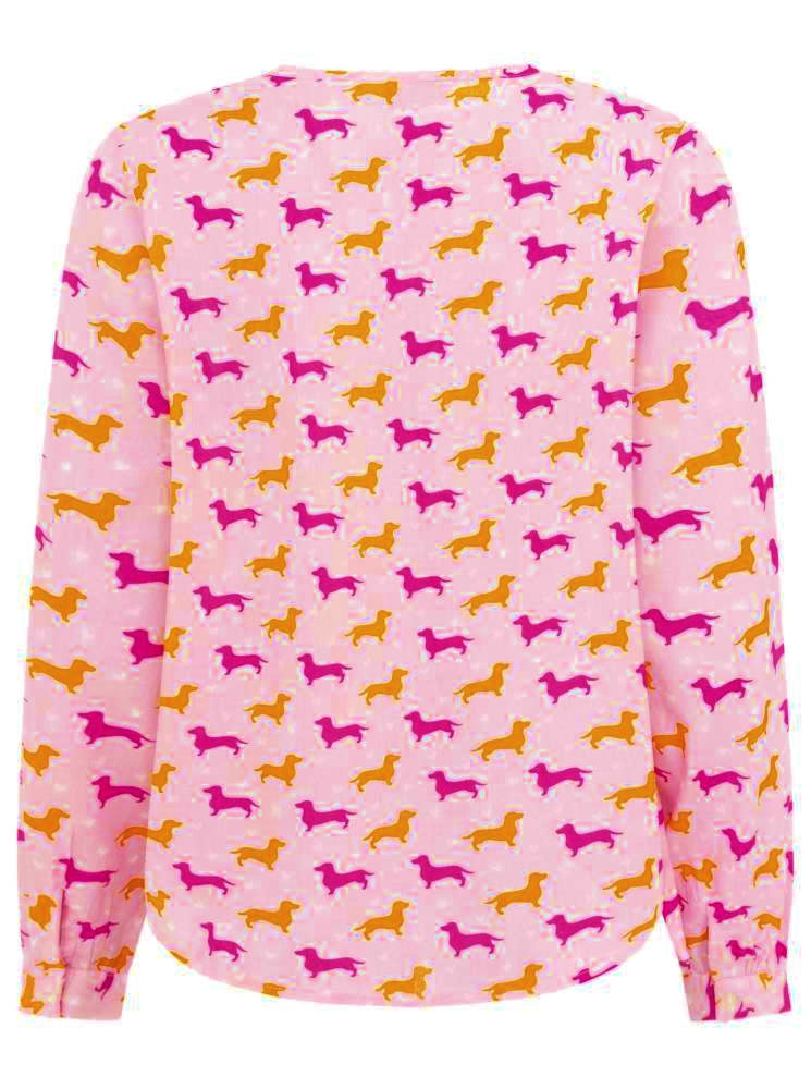 đź’• Zwillingsherz Bluse "Dackel 2-farbig" 100 % Viskose Rosa