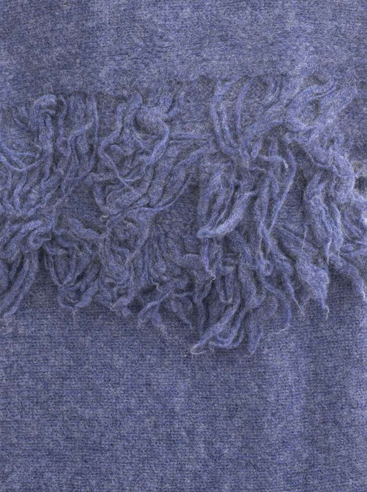 💕 Zwillingsherz XXL "Fransenschal" 100 % Cashmere" Schal Stola Kaschmir Jeansblau
