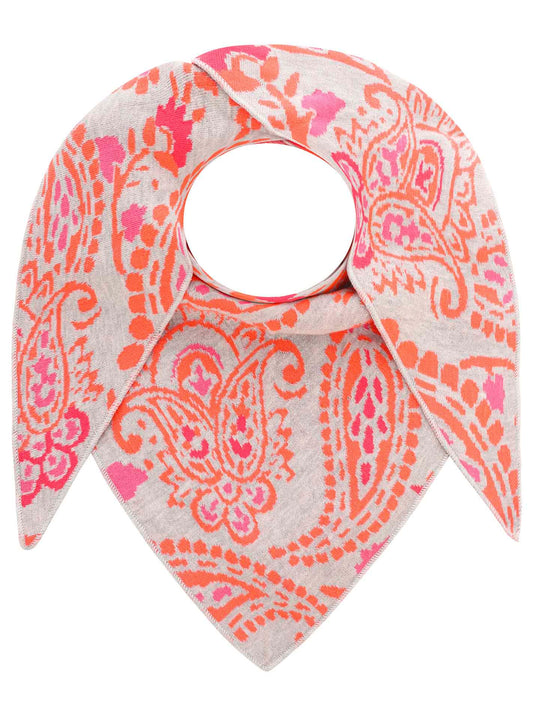 💕 Zwillingsherz Dreieckstuch "Cozy Paisley" Baumwolle Grau Orange Pink