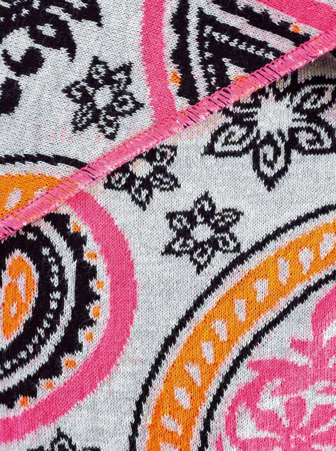 đź’• Zwillingsherz Dreieckstuch "Paisley Happy" Baumwolle Grau Orange Pink