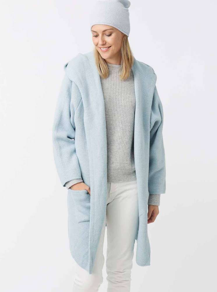 đź’• Zwillingsherz Strickjacke "Annabell" Hellblau Strickmantel offen