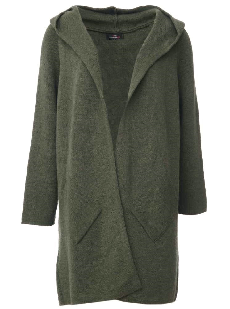 💕 Zwillingsherz Strickjacke "Annabell" Khaki Strickmantel offen