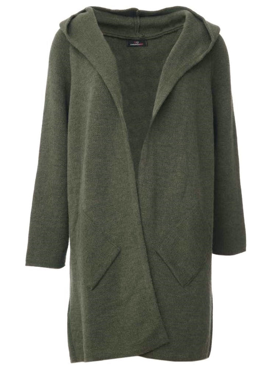 💕 Zwillingsherz Strickjacke "Annabell" Khaki Strickmantel offen