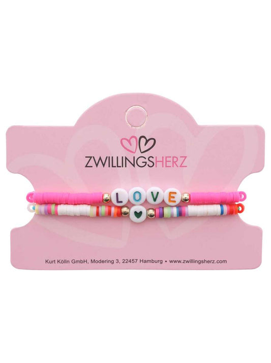 💕 Zwillingsherz Armband "Love" Pink