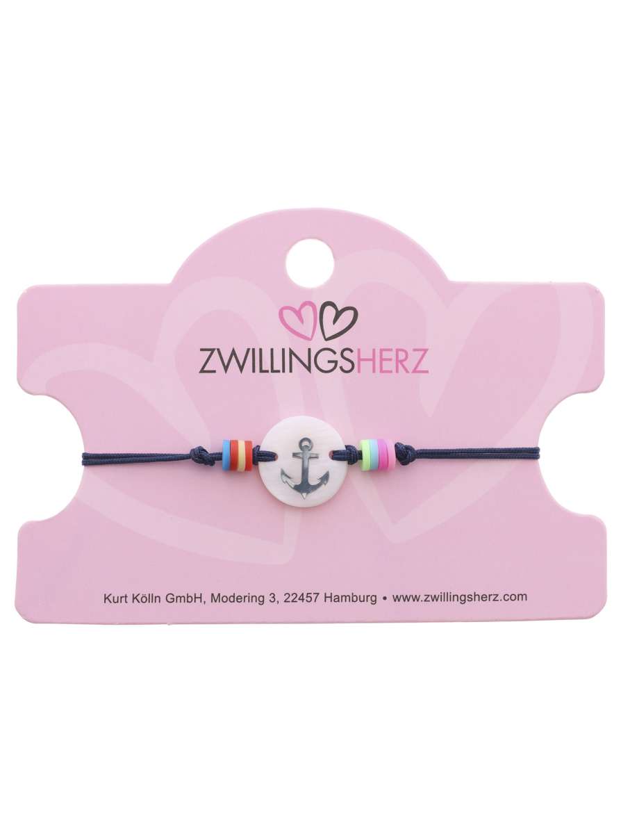 đź’• Zwillingsherz Armband "Anker" Navy