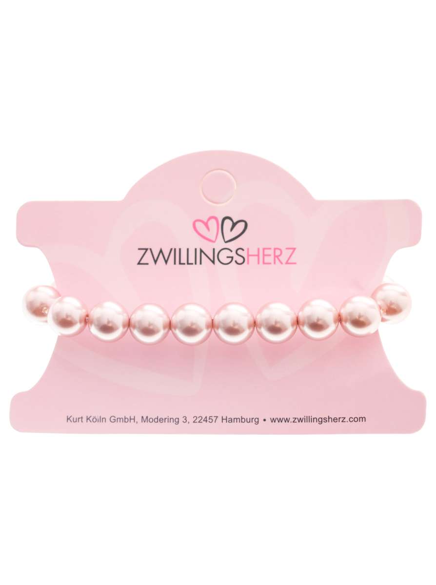 đź’• Zwillingsherz Armband "Round Beads Schimmer" Rosa