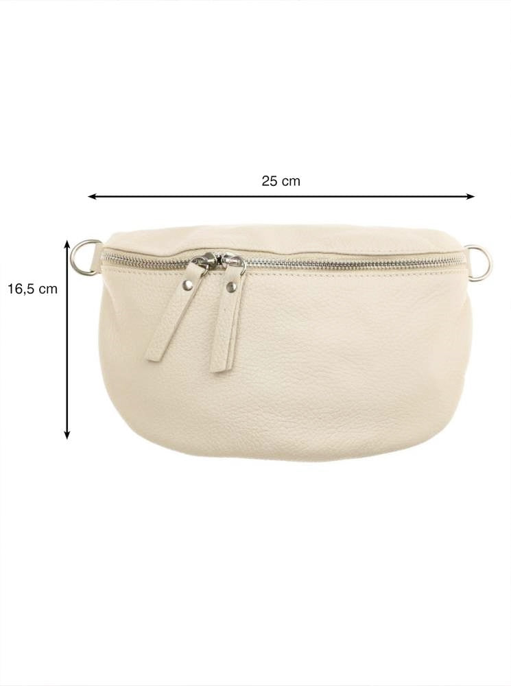 💕 Zwillingsherz Crossbody Tasche Bauchtasche XXL "Edda" 100 % Leder Creme