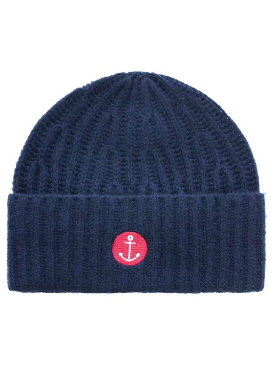 💕 Zwillingsherz Mütze "Anker" 100 % Kaschmir Umschlagmütze Navy