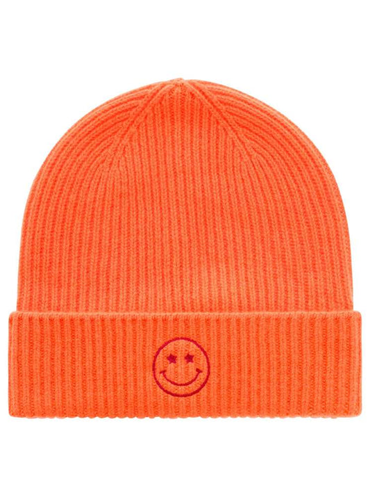 💕 Zwillingsherz Mütze "Smile" 100 % Kaschmir Umschlag Neonorange