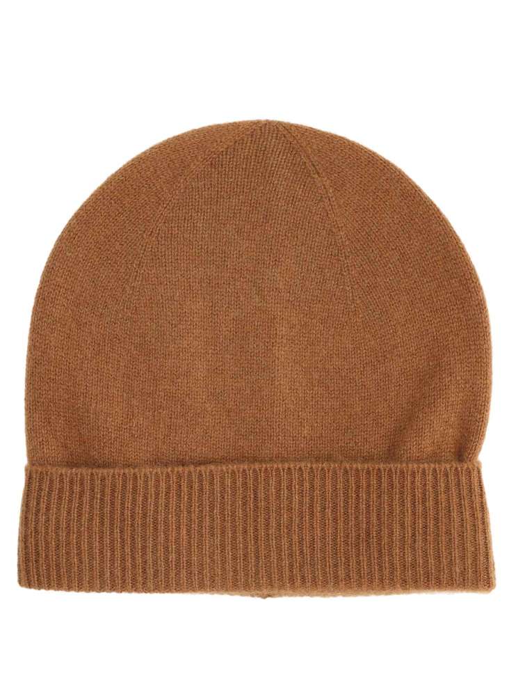 💕 Zwillingsherz Mütze "Ribbon Edge Beanie" 100 % Kaschmir Cognac