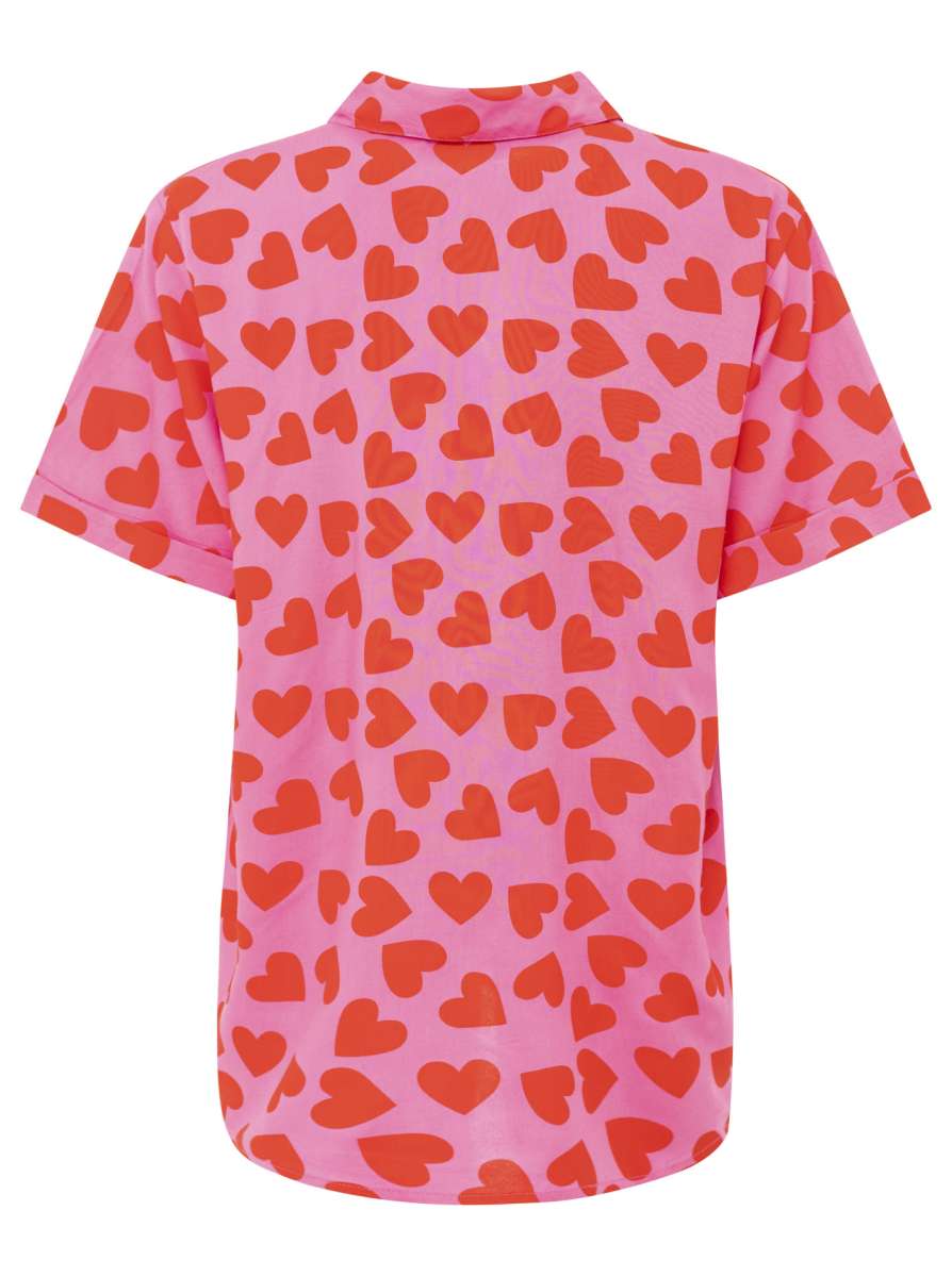 đź’• Zwillingsherz Bluse "Hearts Allover" Kurzarm Viskose Pink
