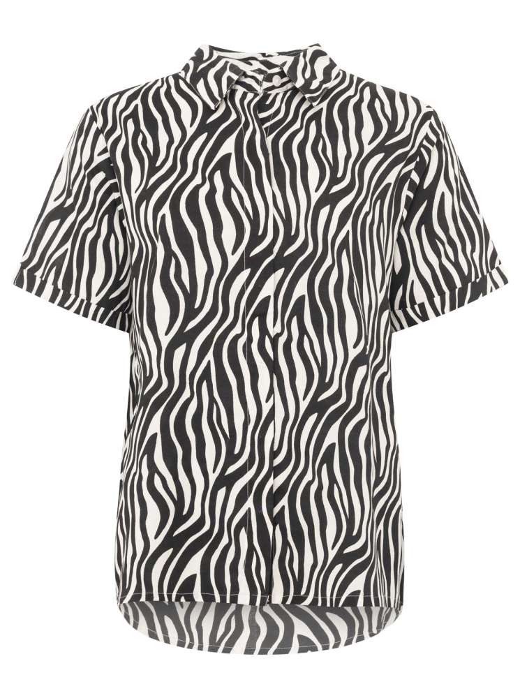 đź’• Zwillingsherz Bluse "Zebra Print" Kurzarm Viskose Schwarz