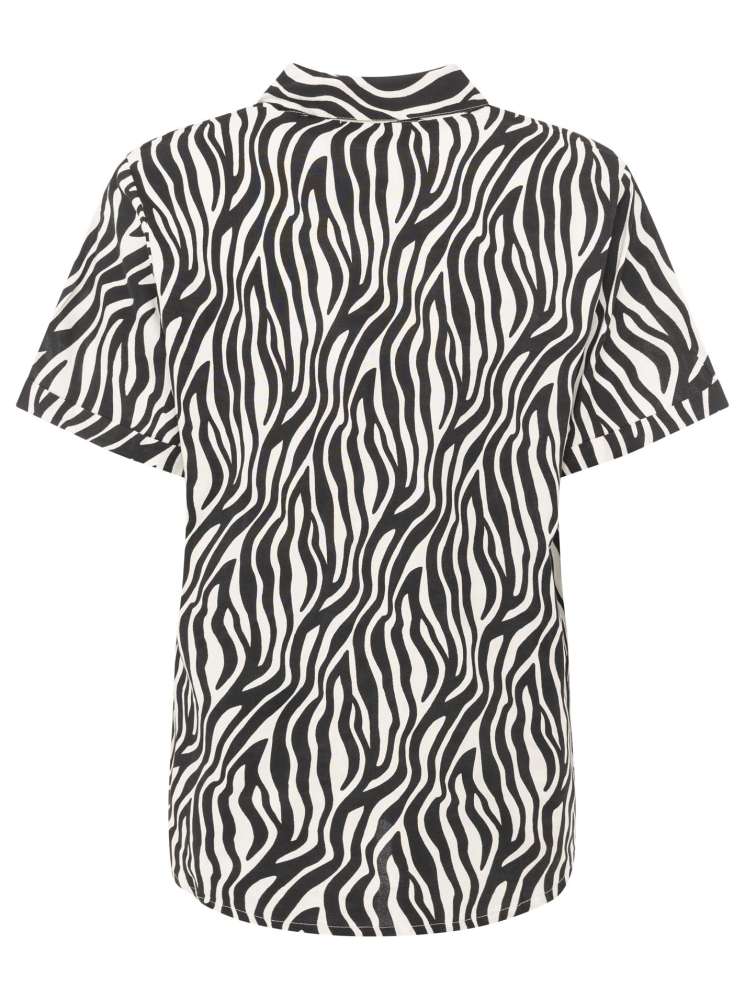 đź’• Zwillingsherz Bluse "Zebra Print" Kurzarm Viskose Schwarz