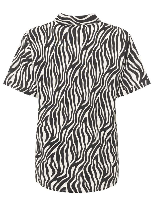 💕 Zwillingsherz Bluse "Zebra Print" Kurzarm Viskose Schwarz