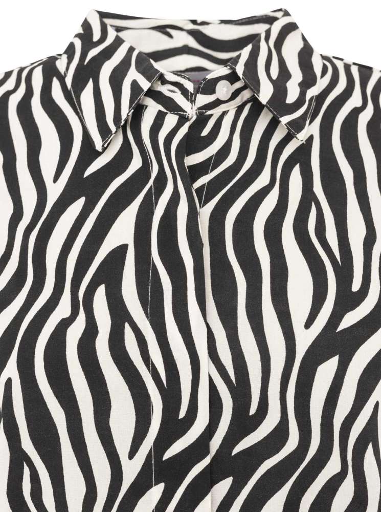đź’• Zwillingsherz Bluse "Zebra Print" Kurzarm Viskose Schwarz