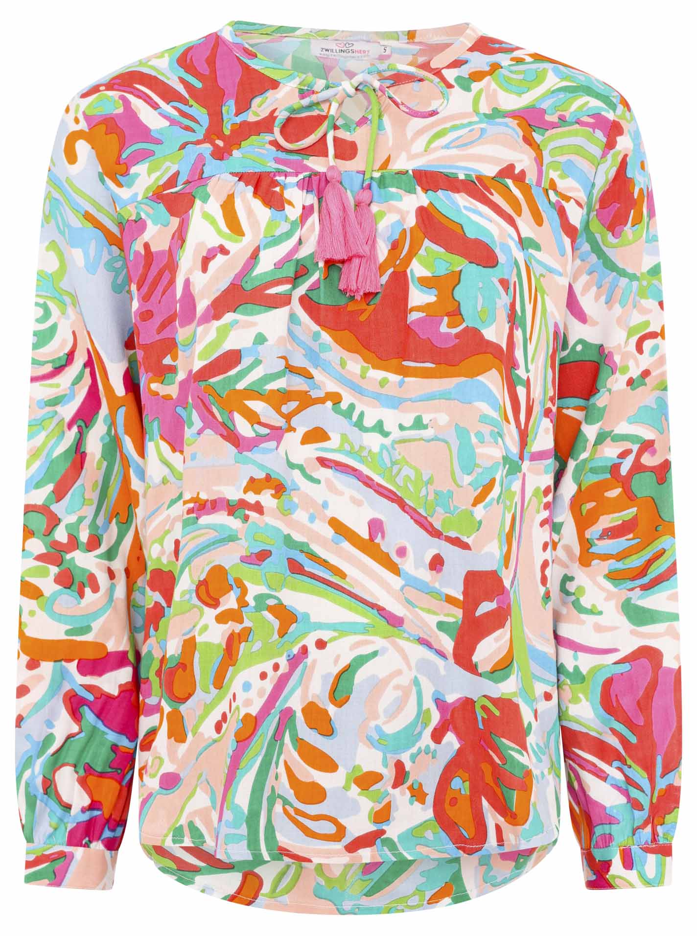 đź’• Zwillingsherz Bluse "Bunter Dschungel" 100 % Viskose Pink