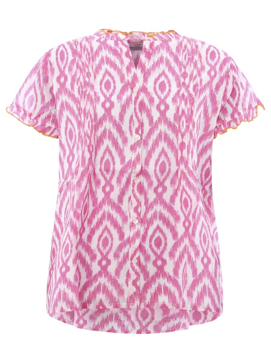 đź’• Zwillingsherz Bluse "Gina" Hemdbluse Kurzarm Viskose Pink