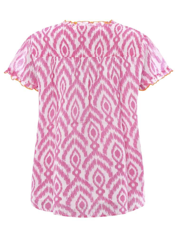 đź’• Zwillingsherz Bluse "Gina" Hemdbluse Kurzarm Viskose Pink
