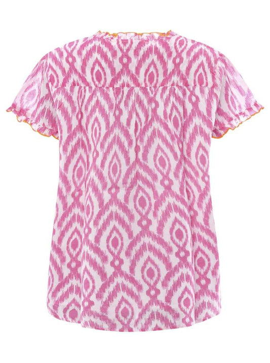 💕 Zwillingsherz Bluse "Gina" Hemdbluse Kurzarm Viskose Pink
