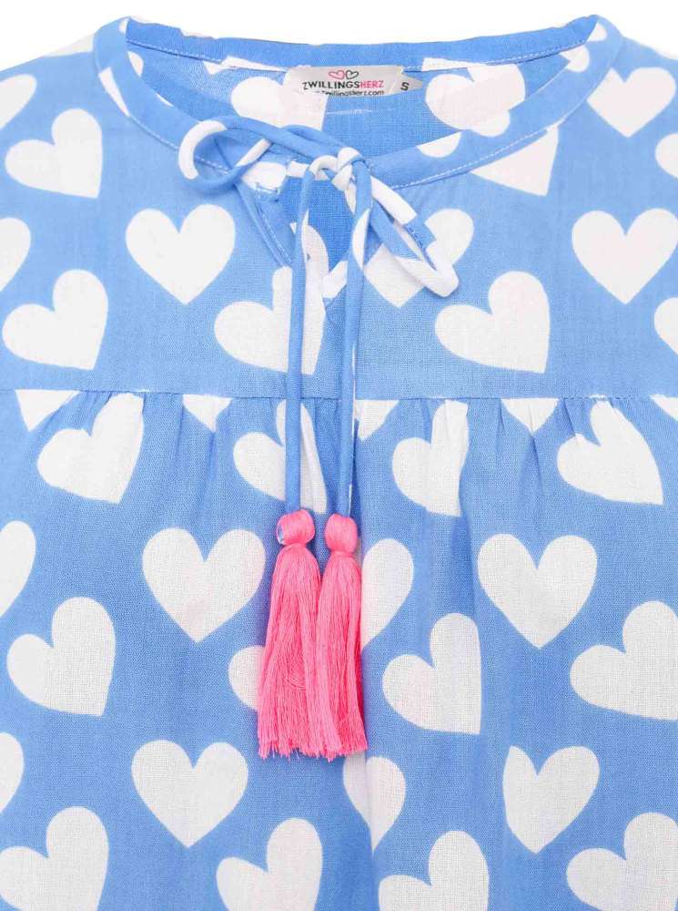 💕 Zwillingsherz Bluse "Herz Classic" 100 % Viskose Blau