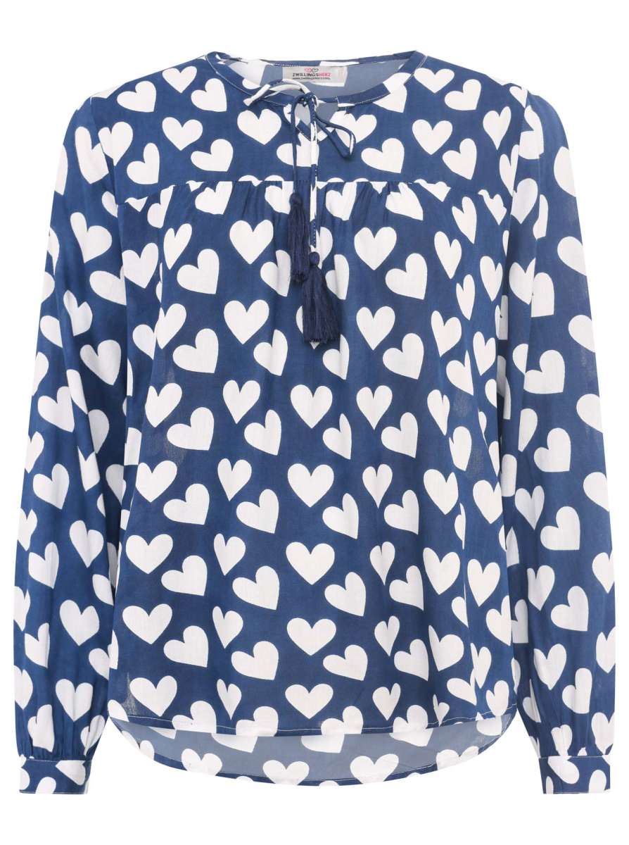 đź’• Zwillingsherz Bluse "Herz Classic" 100 % Viskose Marine