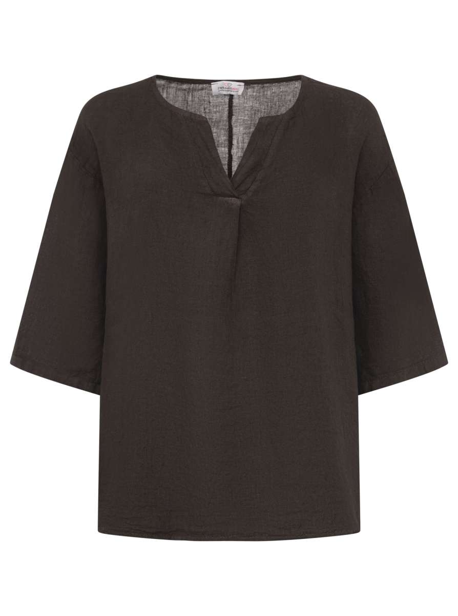 💕 Zwillingsherz 100 % Leinen Bluse "V-Schnitt"