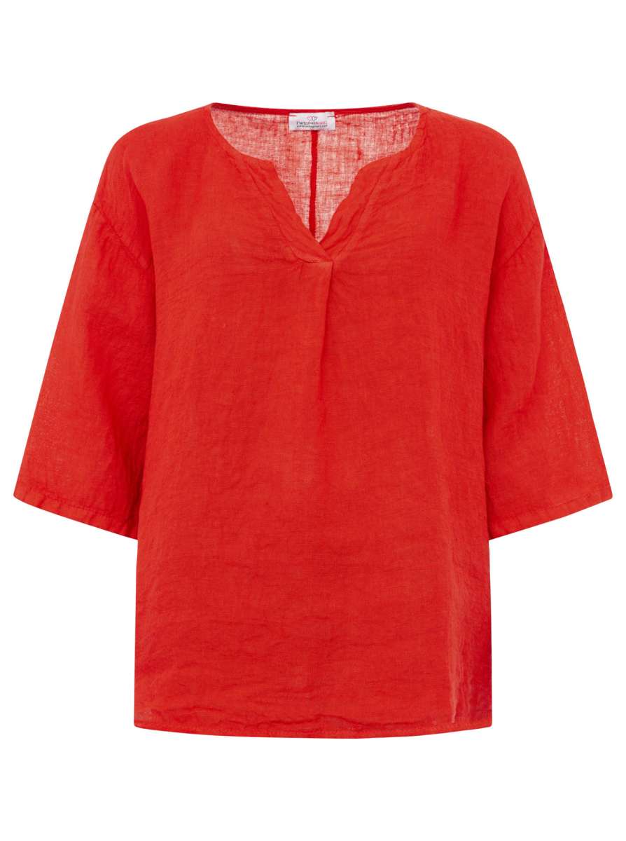 💕 Zwillingsherz 100 % Leinen Bluse "V-Schnitt"