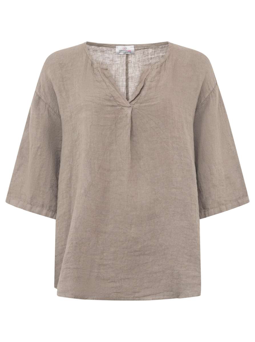 💕 Zwillingsherz 100 % Leinen Bluse "V-Schnitt"