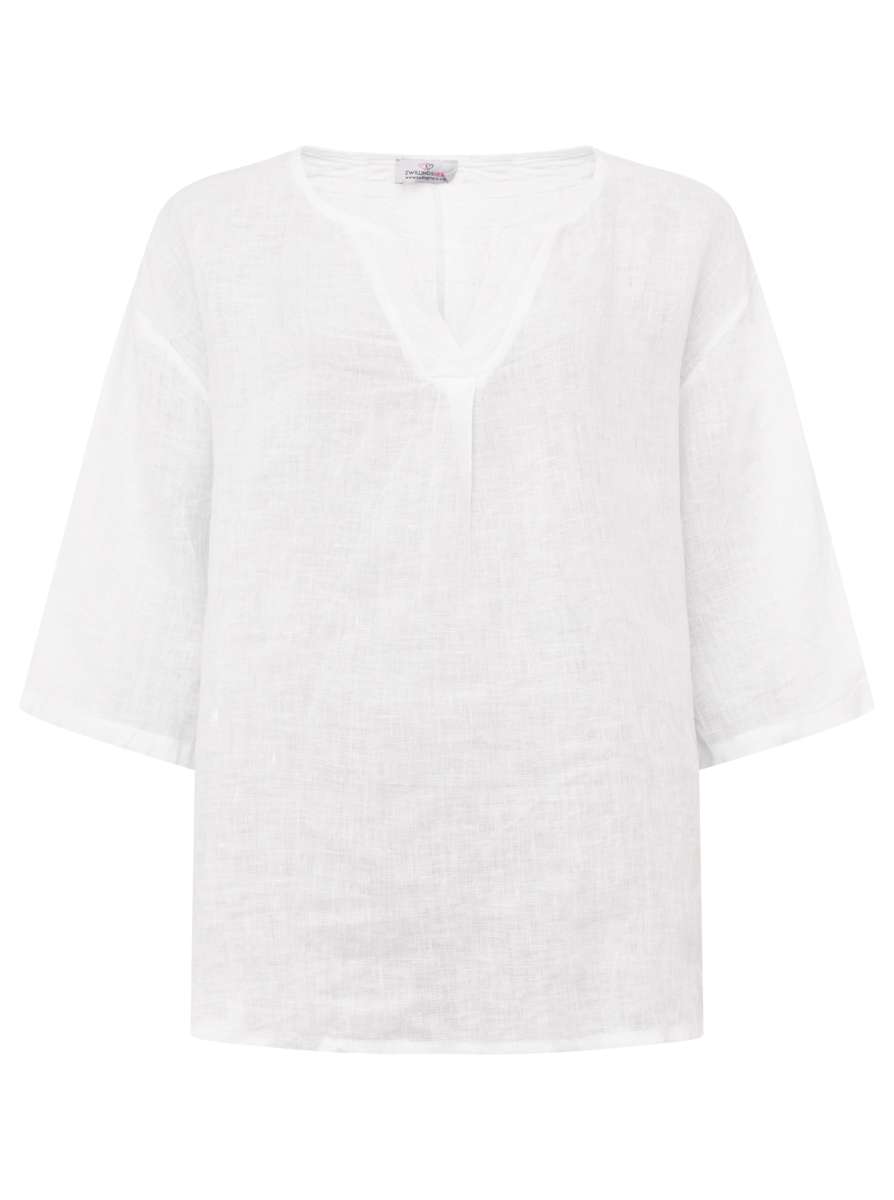 💕 Zwillingsherz 100 % Leinen Bluse "V-Schnitt"