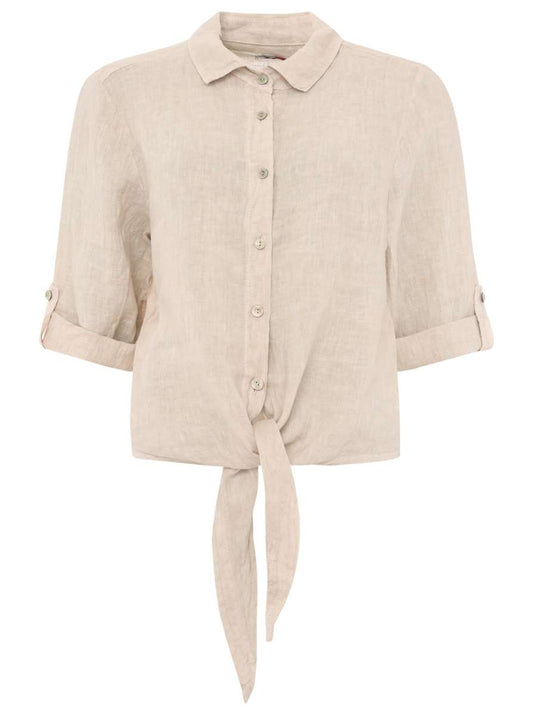 💕 Zwillingsherz 100% Leinenbluse "Uni Summer" Beige