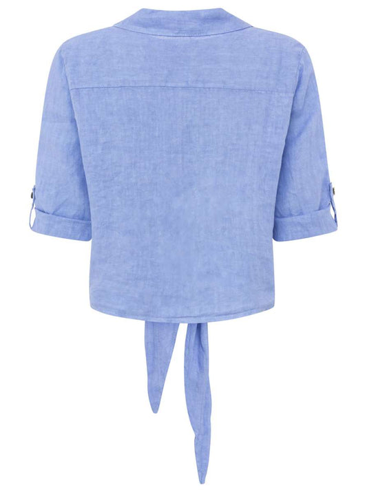 💕 Zwillingsherz 100% Leinenbluse "Uni Summer" Blau