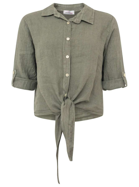 💕 Zwillingsherz 100% Leinenbluse "Uni Summer" Khaki