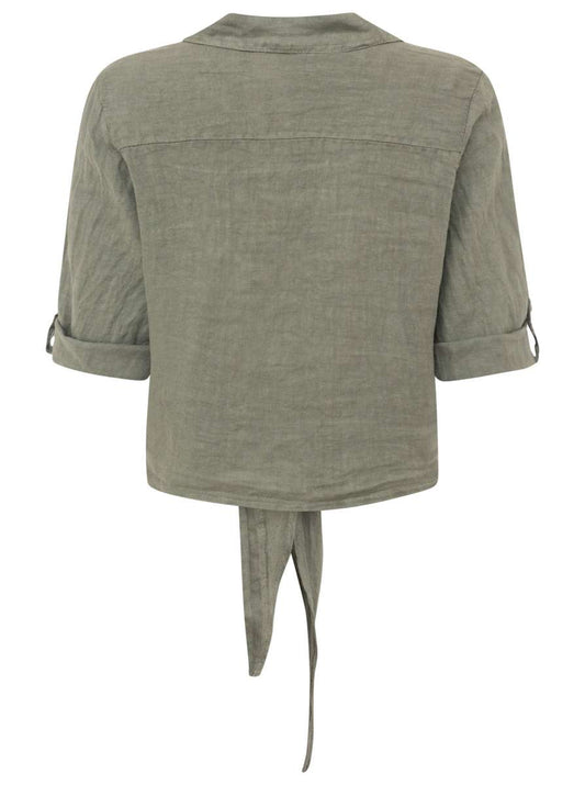 💕 Zwillingsherz 100% Leinenbluse "Uni Summer" Khaki
